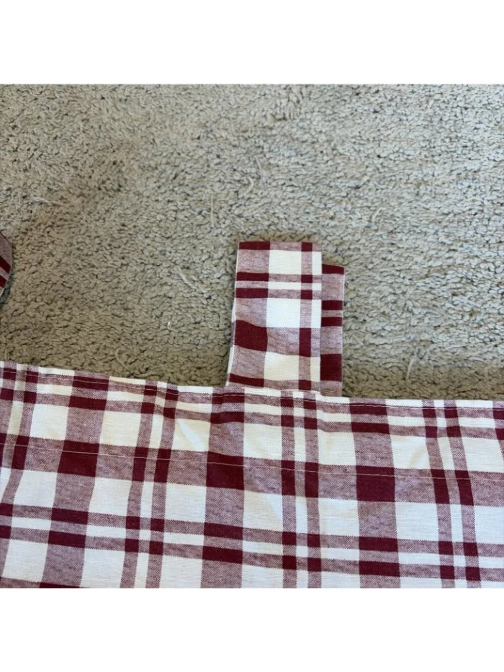 VTG Croscill Tab Top Curtain Panels Burgundy Check Plaid 40X56